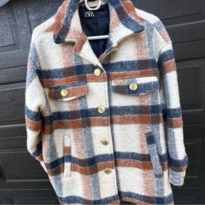 ZARA Wool Blend Plaid Jacket